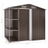Cobertizo de jardín con estantería hierro marrón 205x130x183