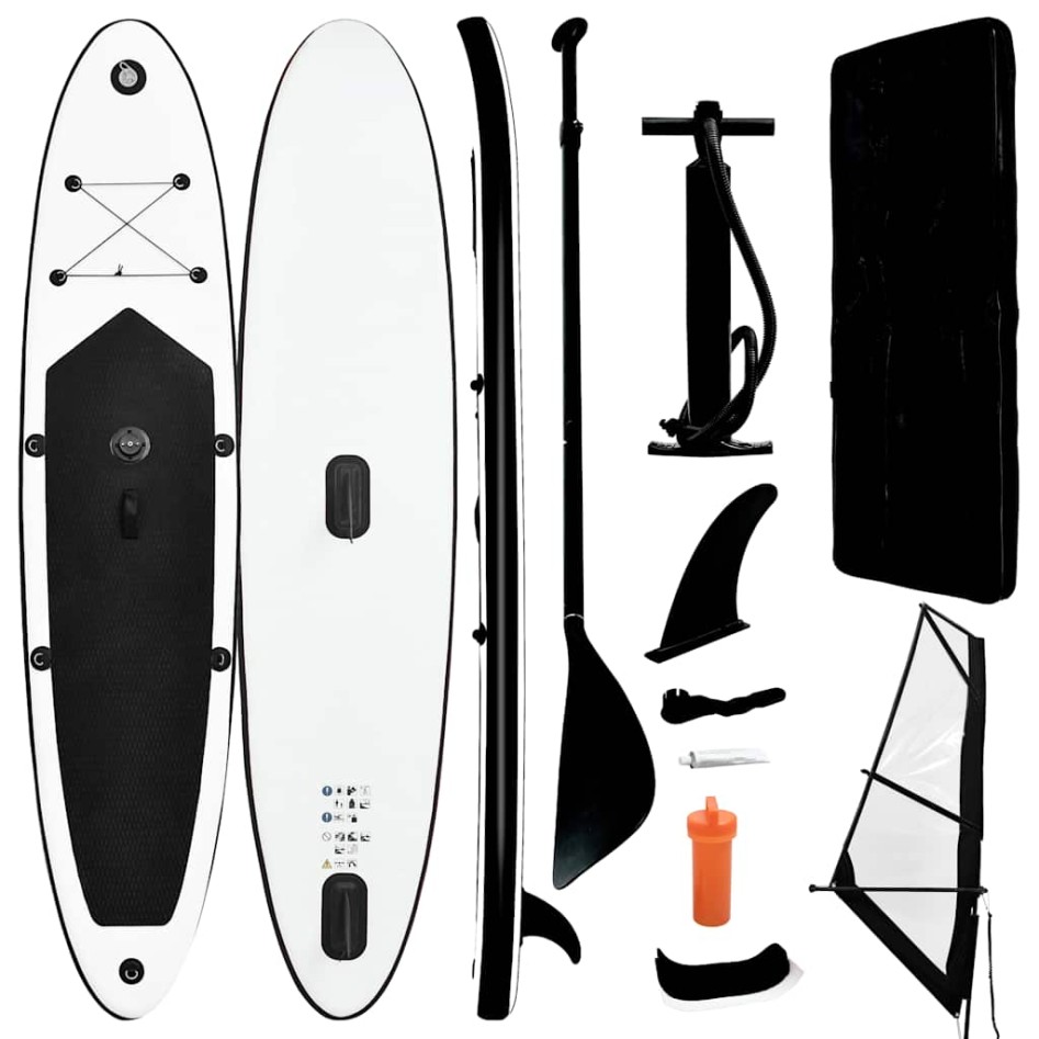 Tabla de paddle surf inflable con vela negro y