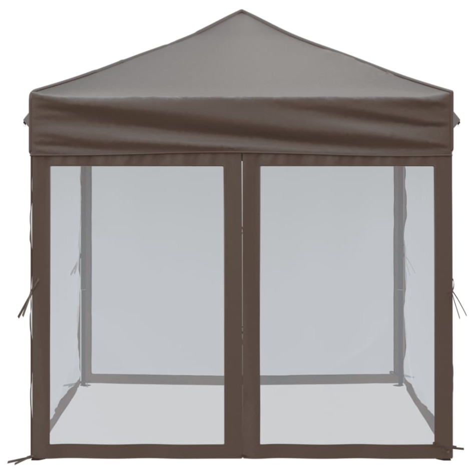Carpa para fiestas plegable con paredes gris taupé 2x2