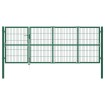 Puerta de valla de jardín con postes acero verde 350x120 cm