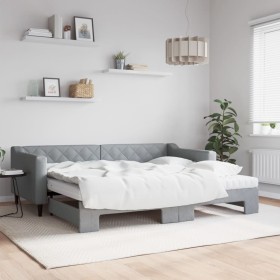 Sofá cama nido con colchón tela gris claro 90x200