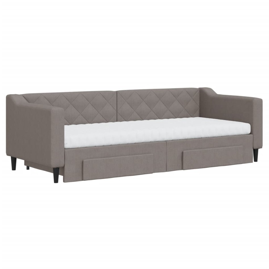 Sofá cama nido con cajones tela gris taupe 80x200