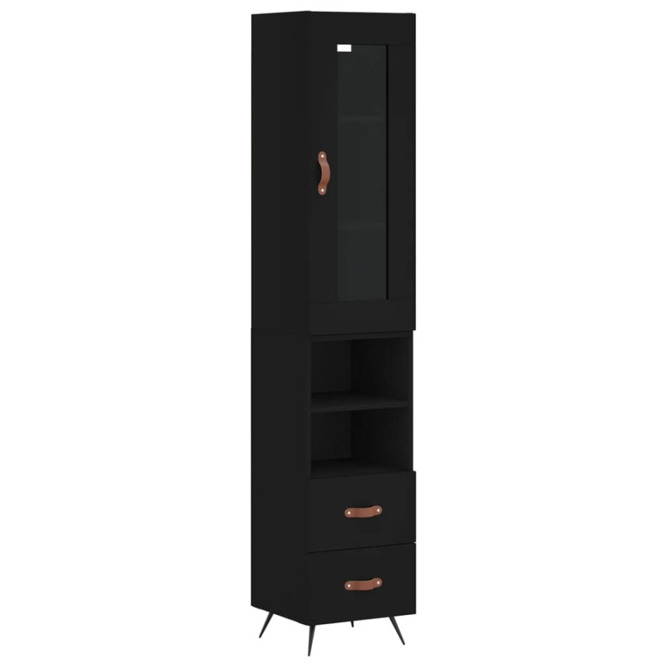 Aparador de madera contrachapada negro 34,5x34x180