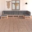 Juego de muebles de jardín 7 pzas y cojines madera maciza pino
