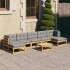 Muebles de jardín 8 pzas y cojines madera maciza