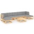 Muebles de jardín 8 pzas y cojines madera maciza