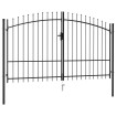 Cancela de valla doble puerta con puntas acero negro 3x1,75 m