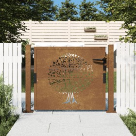 Puerta de jardín acero corten diseño árbol 105x80