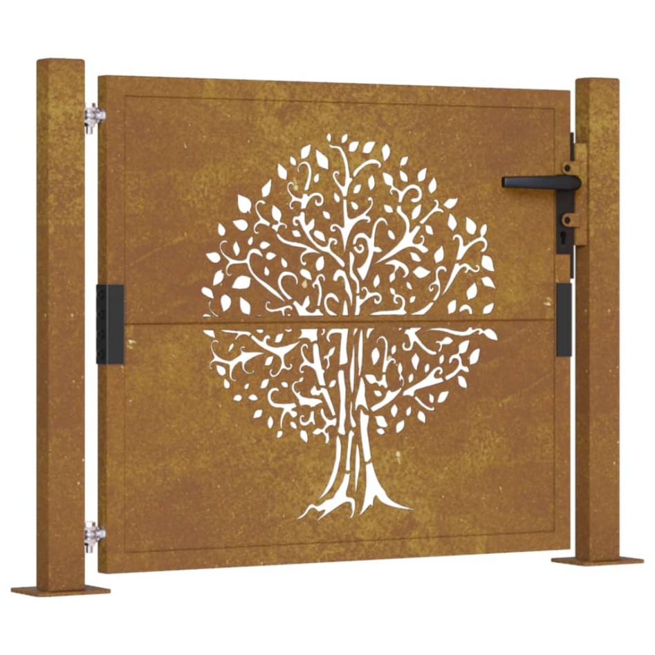 Puerta de jardín acero corten diseño árbol 105x80