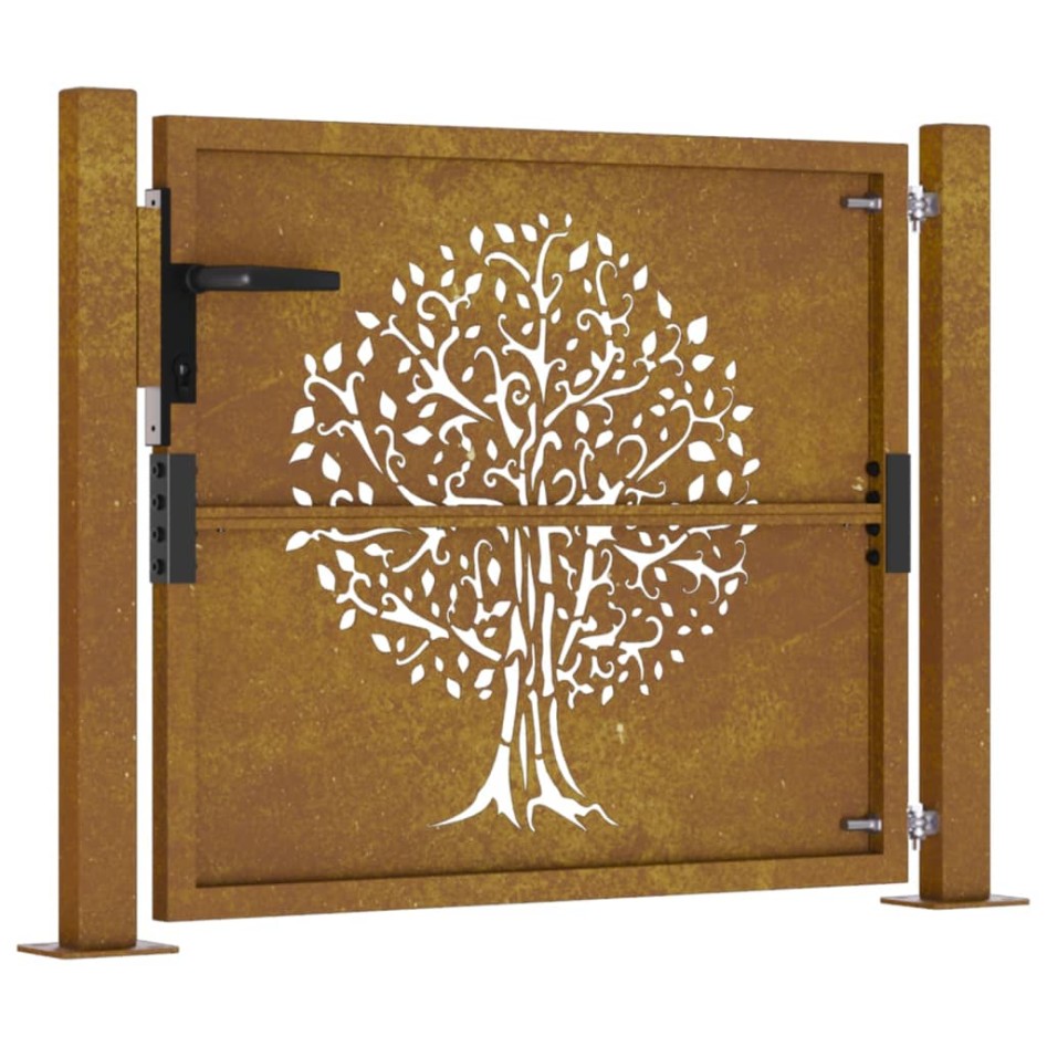 Puerta de jardín acero corten diseño árbol 105x80