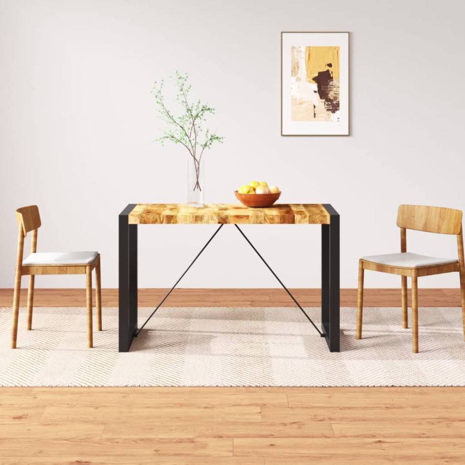 Mesa de comedor de madera maciza de mango rugosa 120