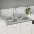 Fregadero de cocina doble seno acero inoxidable 800x600x155