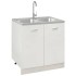 Fregadero de cocina doble seno acero inoxidable 800x600x155