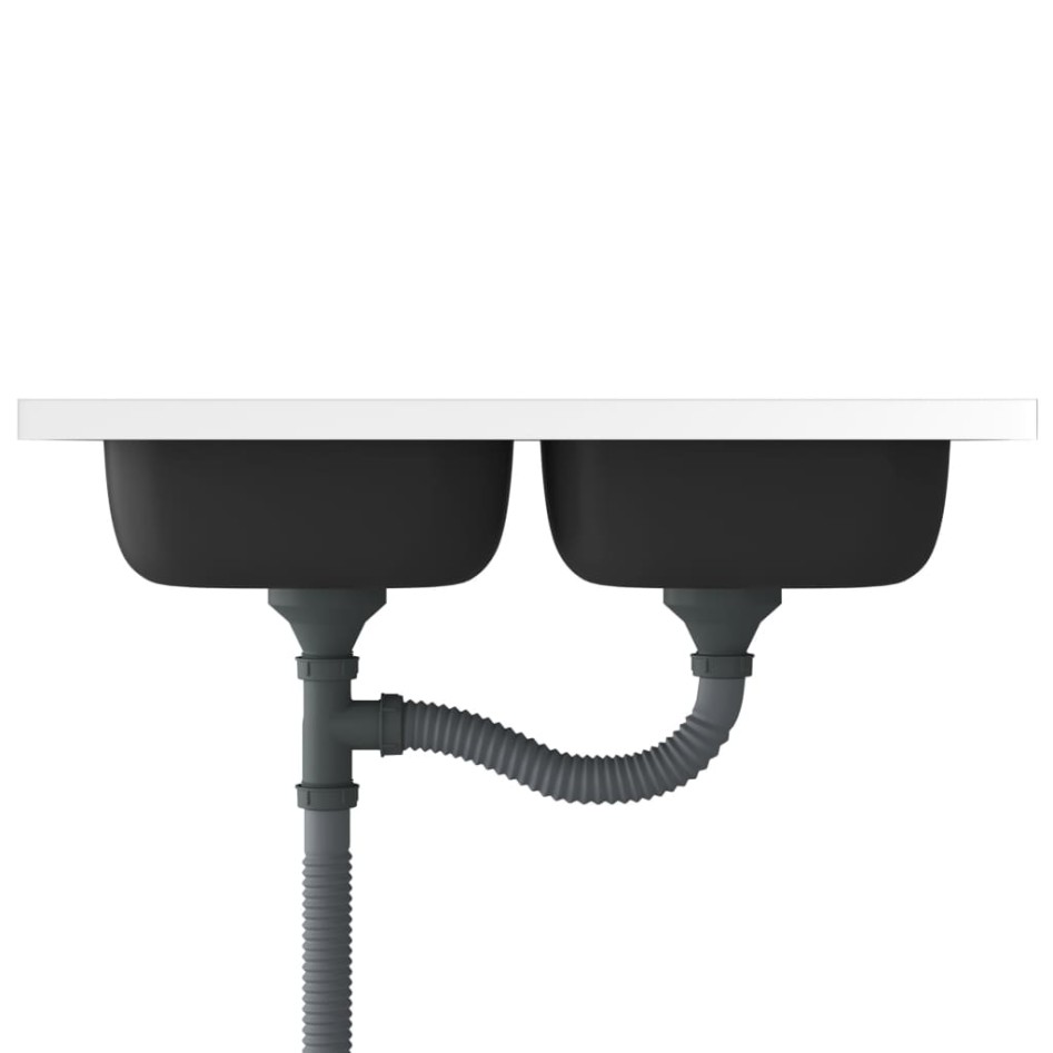 Fregadero de cocina doble seno acero inoxidable 800x600x155