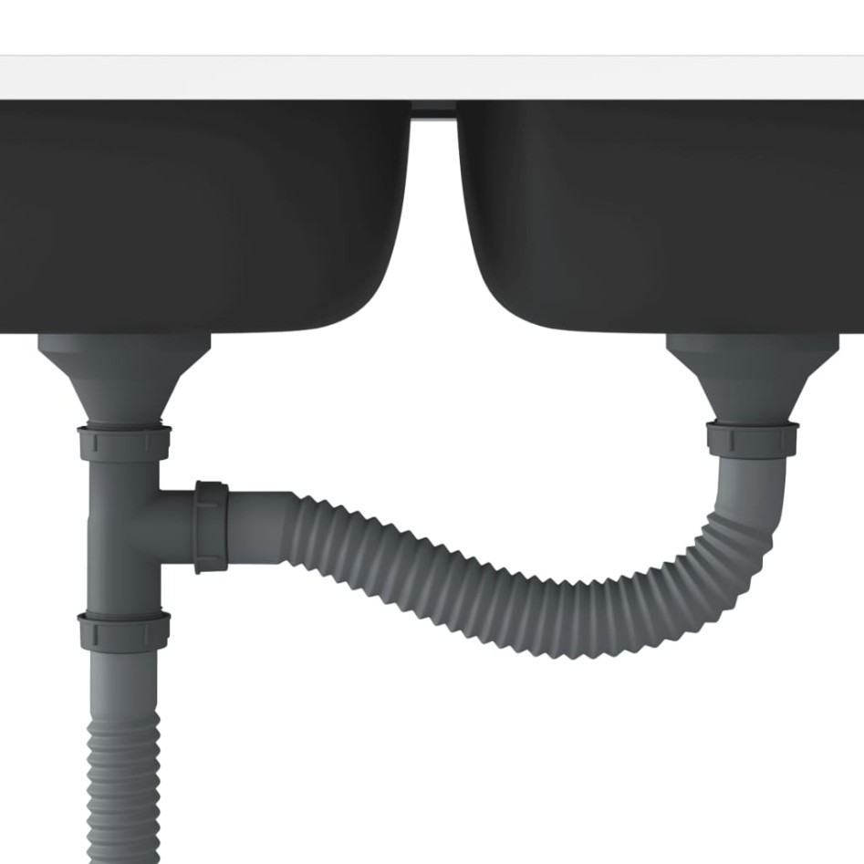 Fregadero de cocina doble seno acero inoxidable 800x600x155