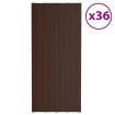 Panel de tejado acero galvanizado marrón 36 unidades 100x45 cm