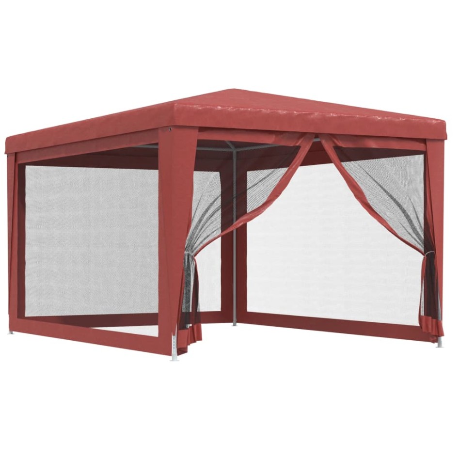 Carpa para fiestas con 4 paredes de malla HDPE rojo 3x4
