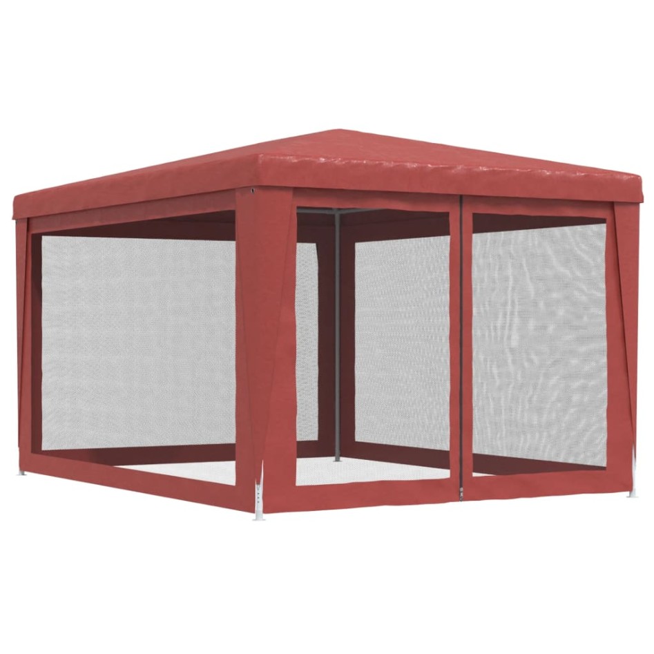 Carpa para fiestas con 4 paredes de malla HDPE rojo 3x4