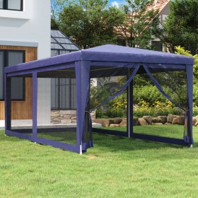 Carpa para fiestas con 6 paredes de malla HDPE azul 3x6