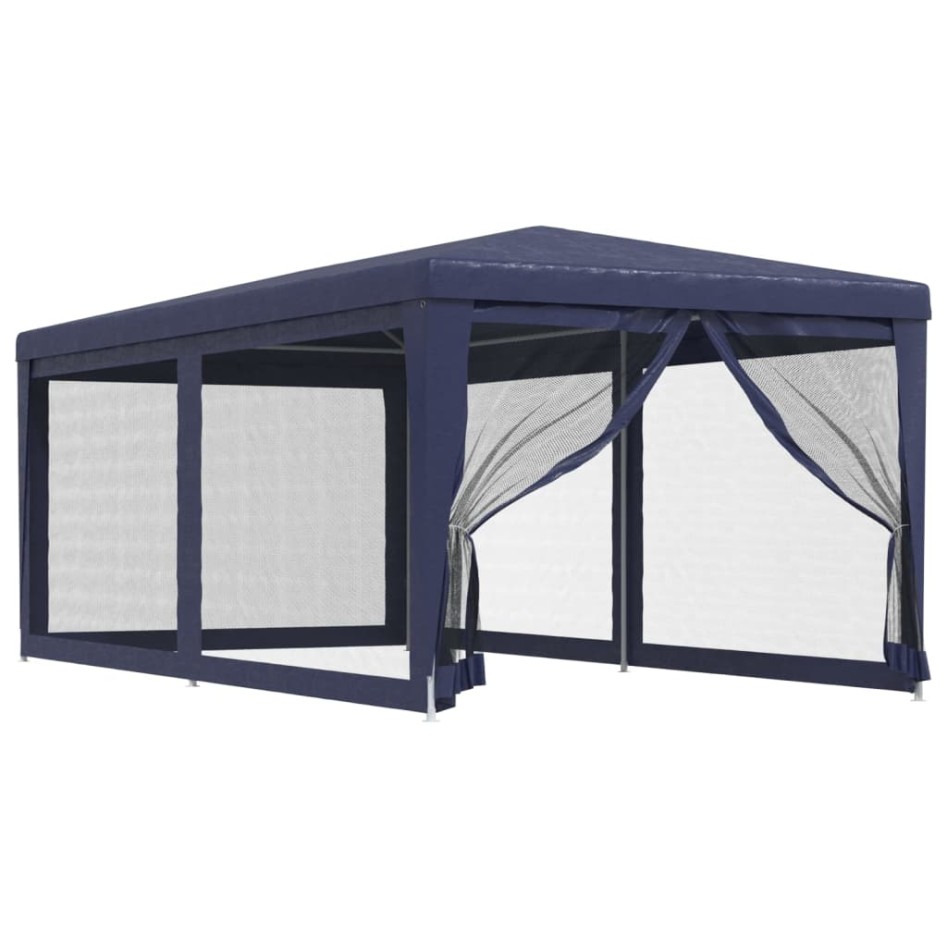 Carpa para fiestas con 6 paredes de malla HDPE azul 3x6