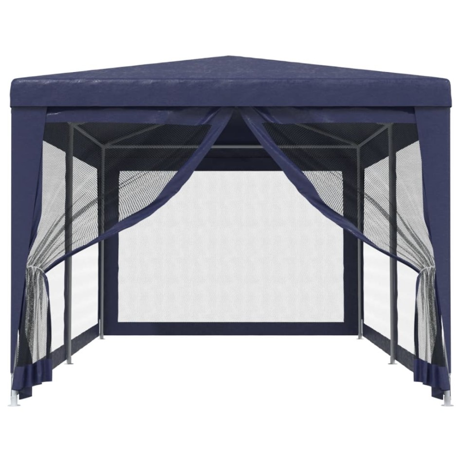 Carpa para fiestas con 6 paredes de malla HDPE azul 3x6