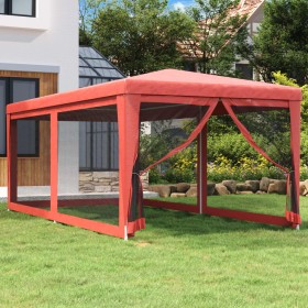 Carpa para fiestas con 6 paredes de malla HDPE rojo 3x6