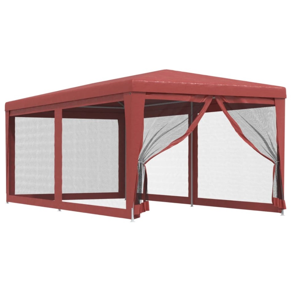 Carpa para fiestas con 6 paredes de malla HDPE rojo 3x6