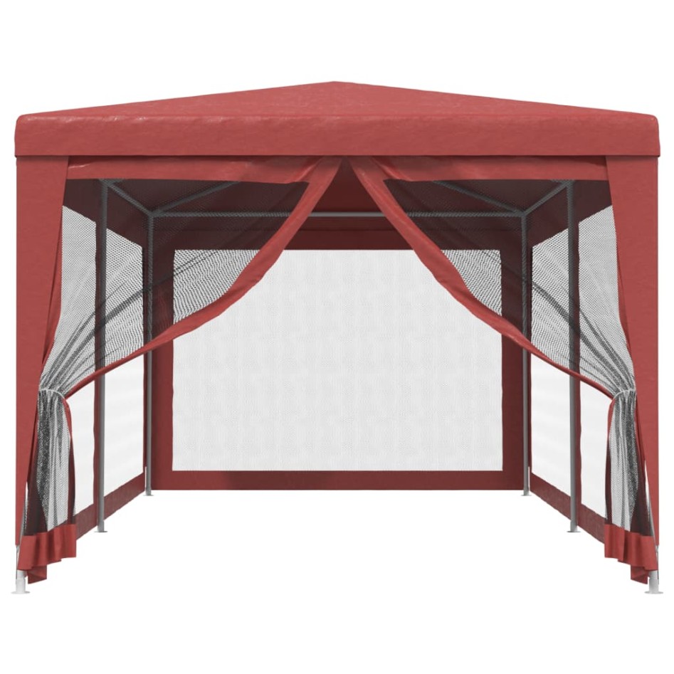 Carpa para fiestas con 6 paredes de malla HDPE rojo 3x6