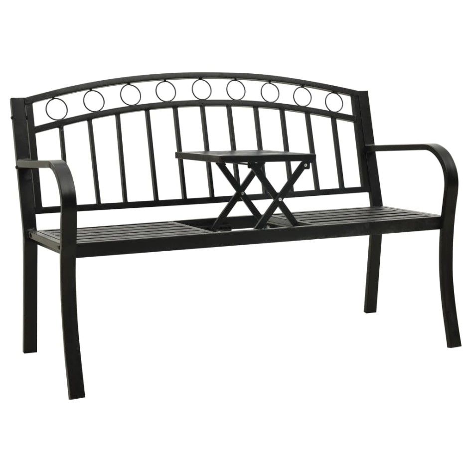 Banco de jardín con mesa acero negro 120