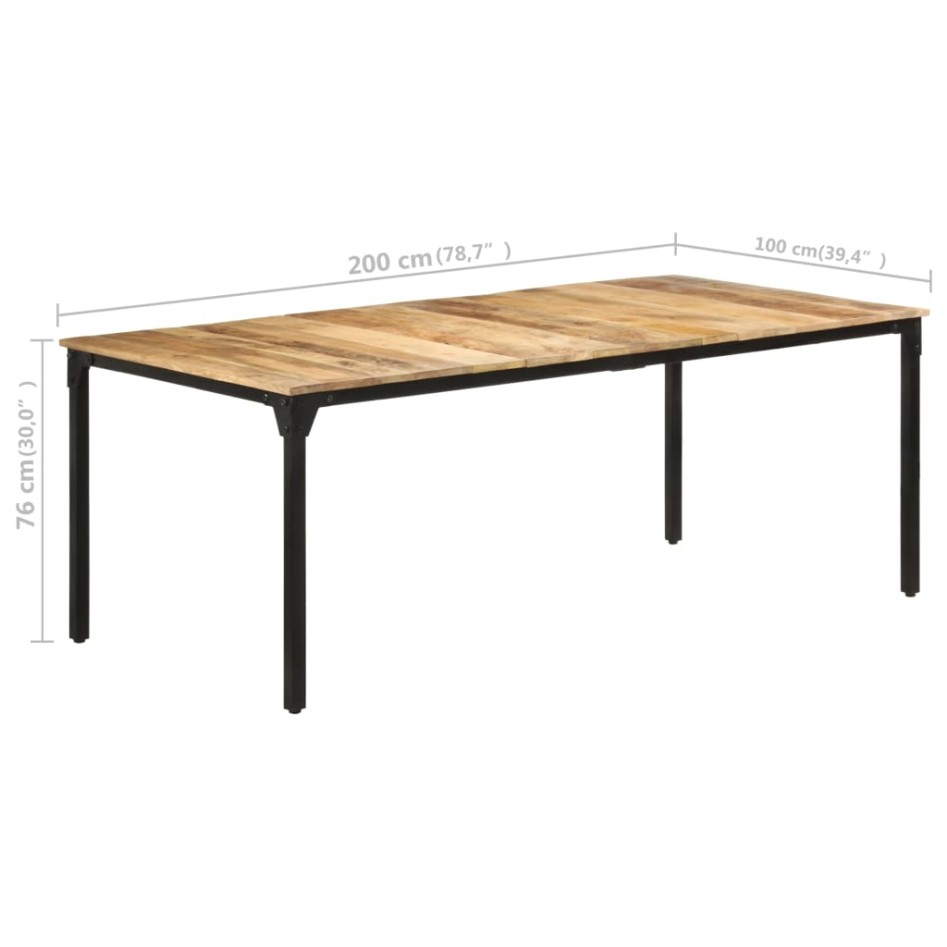 Mesa de comedor madera de mango rugosa 200x100x76