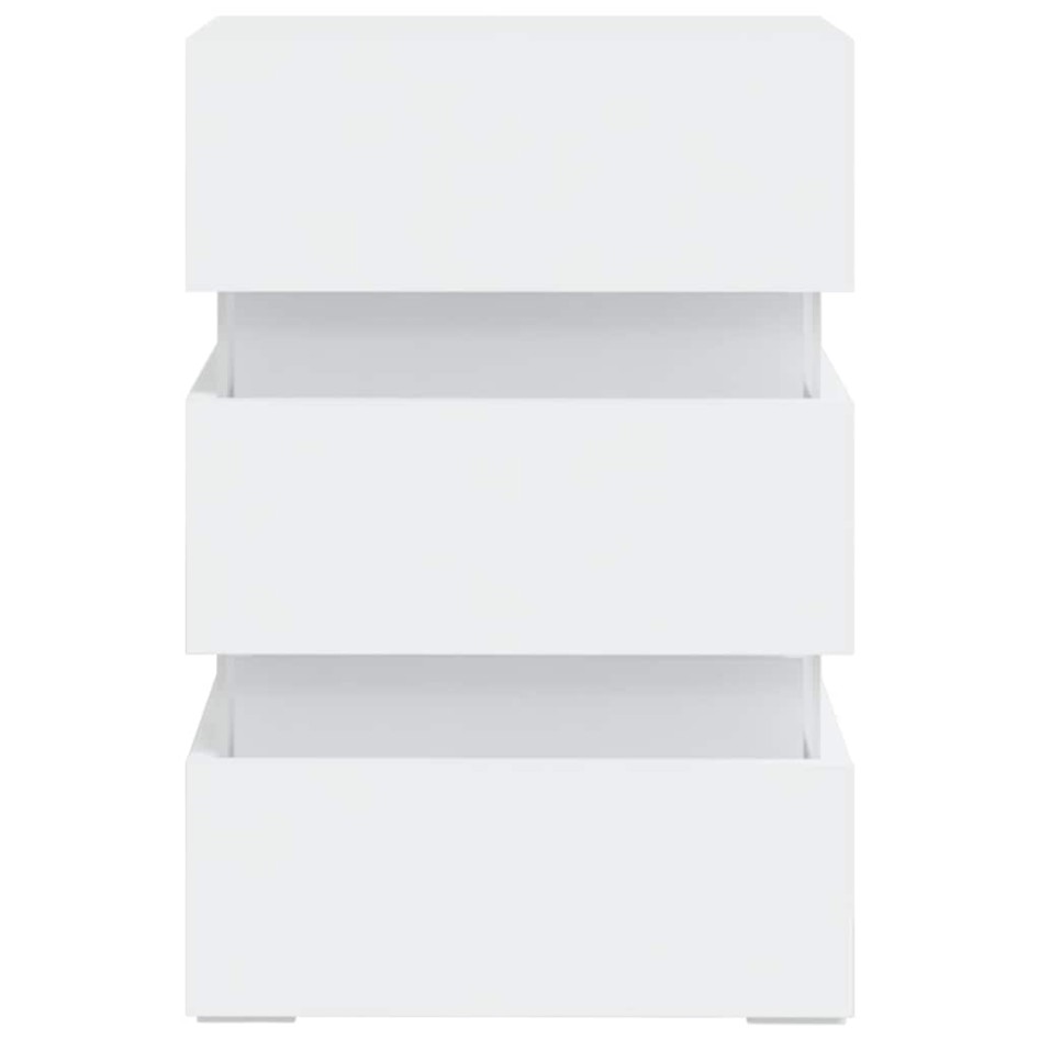 Mesita de noche luz LED madera de ingeniería blanco 45x35x67