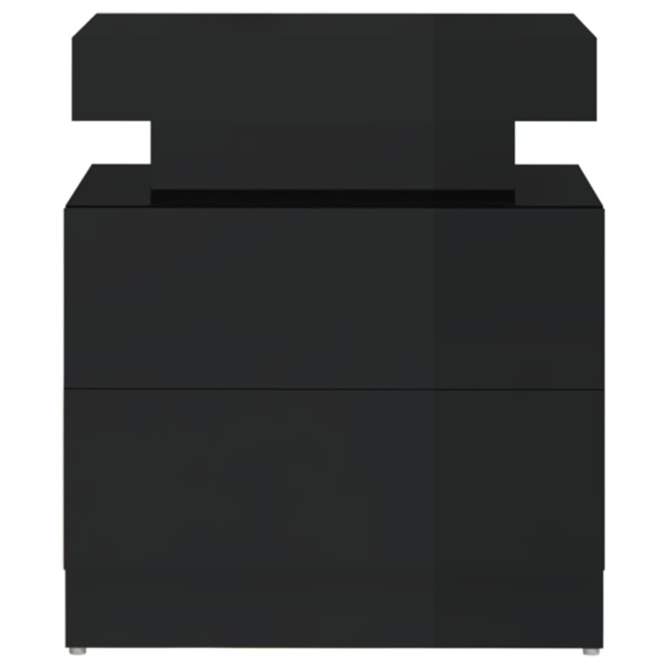 Mesita de noche madera de ingeniería negro brillo 45x35x52