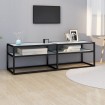 Mueble de TV vidrio templado color mármol blanco 140x40x40,5 cm