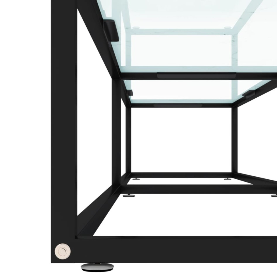 Mueble de TV vidrio templado color mármol blanco 200x40x40,5