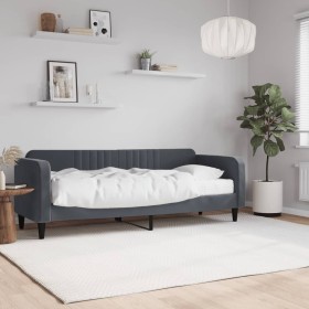 Sofá cama con colchón terciopelo gris oscuro 80x200