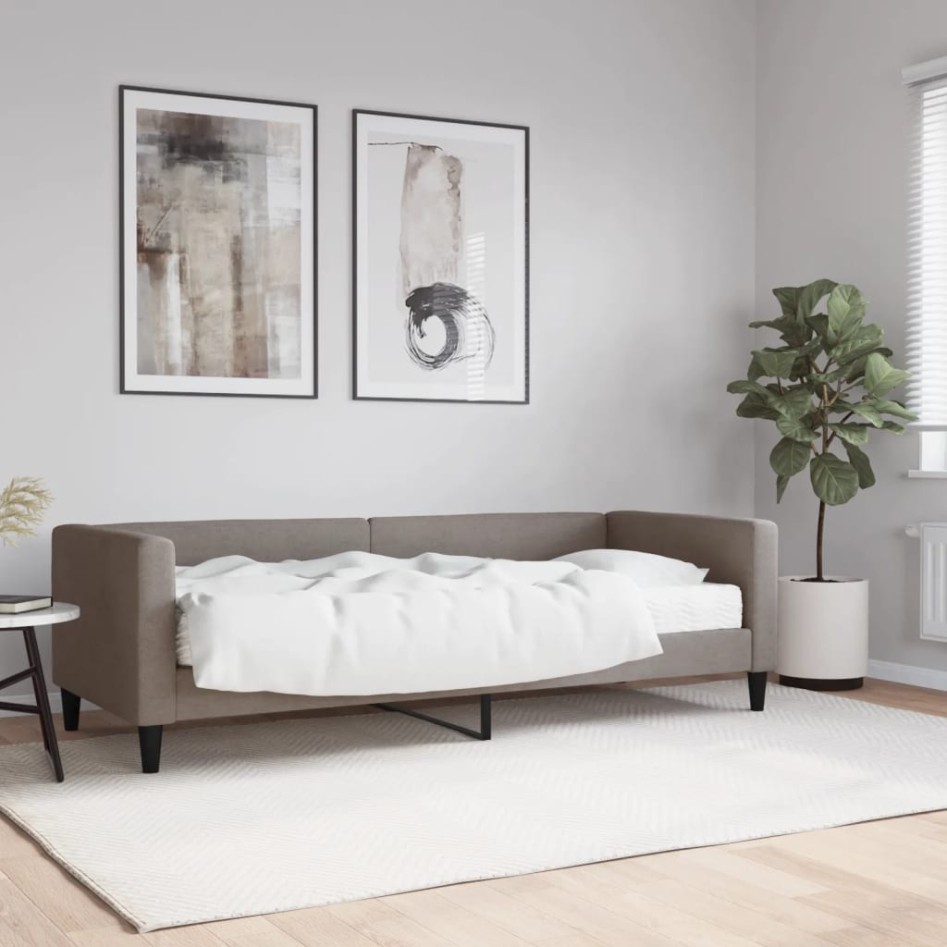Sofá cama con colchón tela gris taupe 80x200