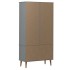 Mueble vitrina MOLDE madera maciza de pino gris 90x35x175