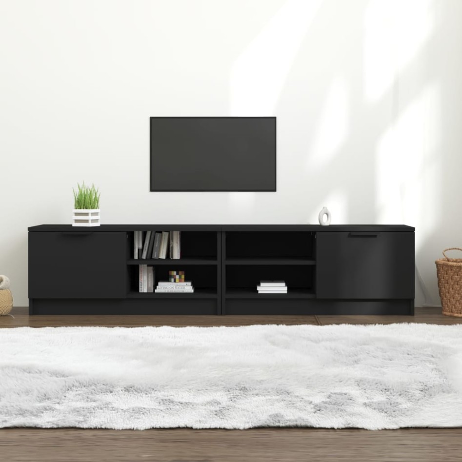 Mueble para TV 2 pzas madera contrachapada negro 80x35x36,5