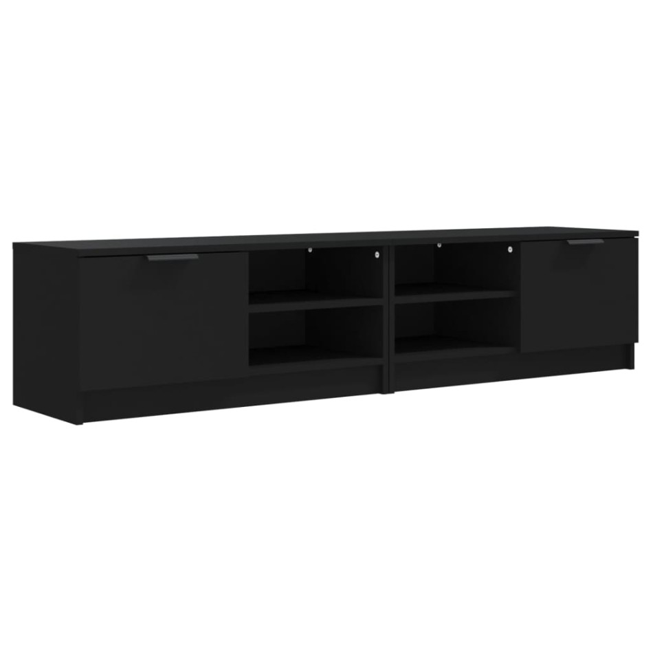 Mueble para TV 2 pzas madera contrachapada negro 80x35x36,5