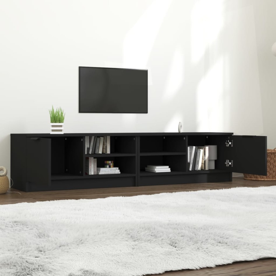 Mueble para TV 2 pzas madera contrachapada negro 80x35x36,5