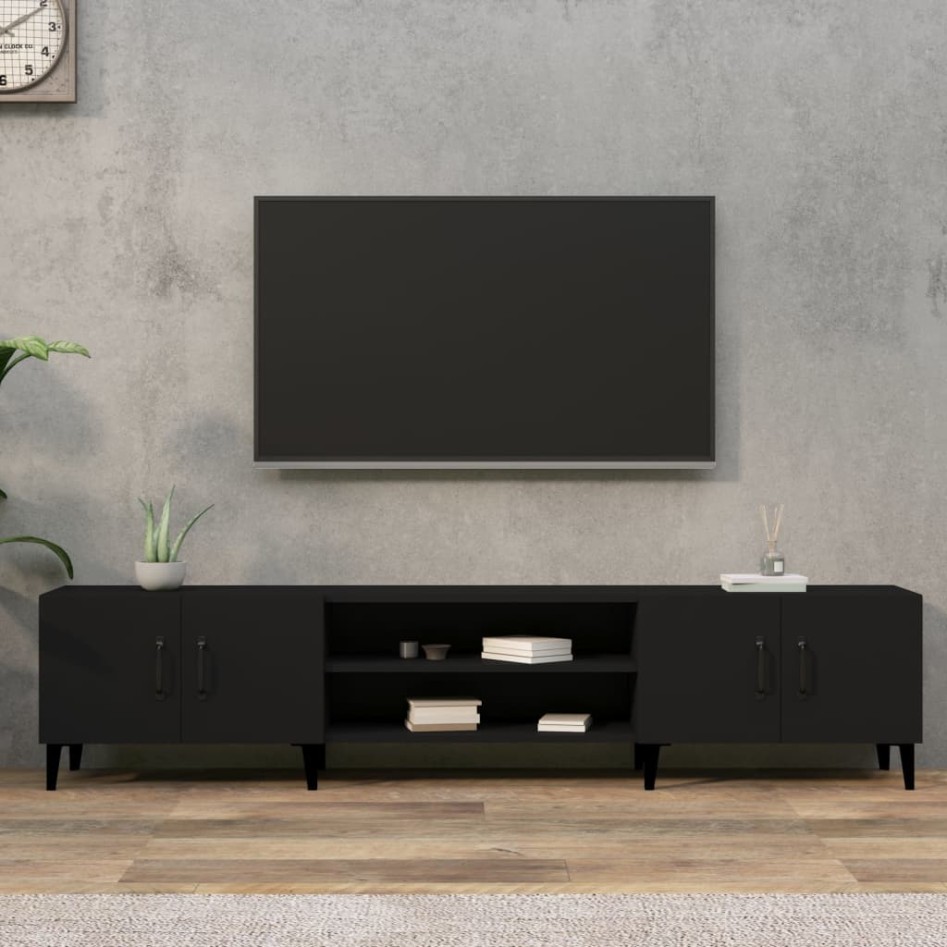 Mueble de TV madera contrachapada negro 180x31,5x40