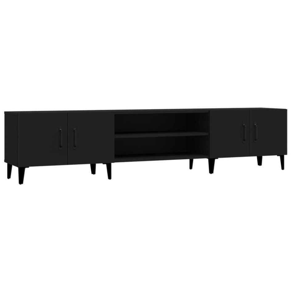 Mueble de TV madera contrachapada negro 180x31,5x40