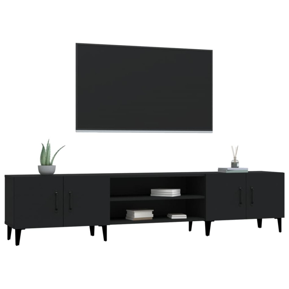 Mueble de TV madera contrachapada negro 180x31,5x40