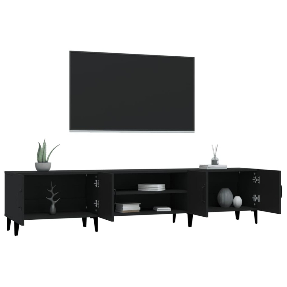 Mueble de TV madera contrachapada negro 180x31,5x40