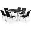 Juego de comedor de jardín de acero negro 7 piezas