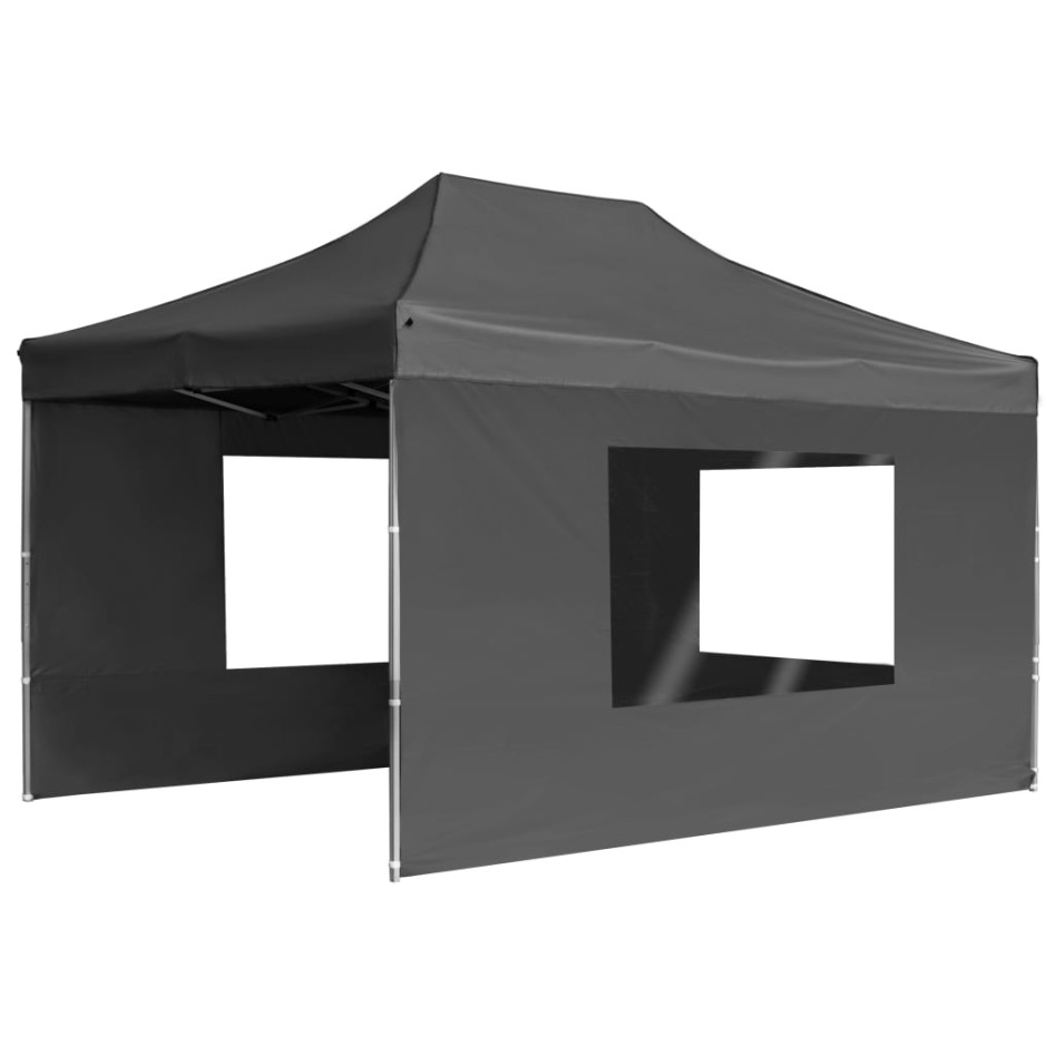 Carpa plegable con paredes aluminio gris antracita 4,5x3