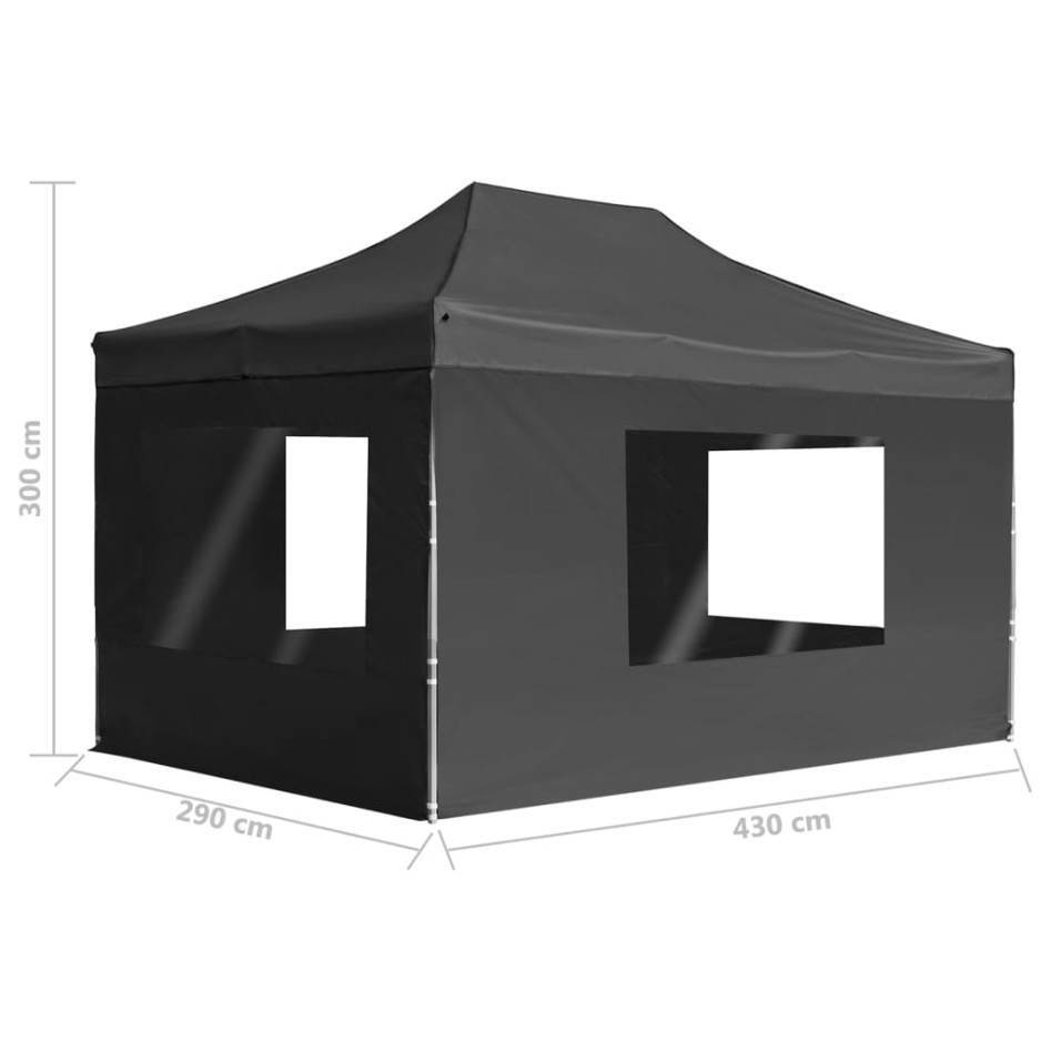 Carpa plegable con paredes aluminio gris antracita 4,5x3