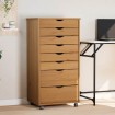Cajonera con ruedas MOSS madera maciza pino marrón miel