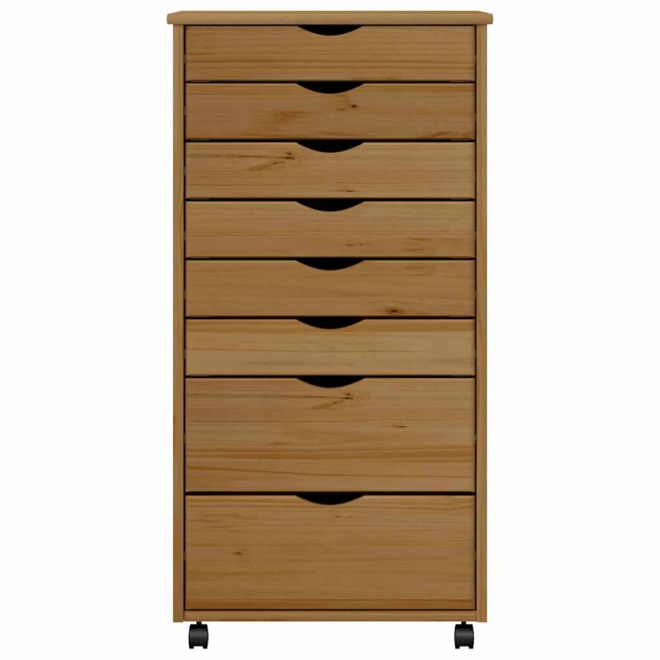 Cajonera con ruedas MOSS madera maciza pino marrón