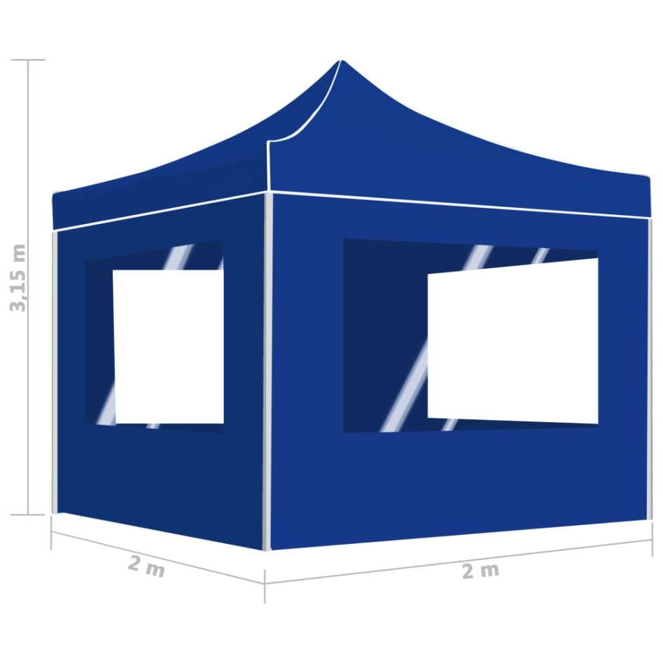 Carpa plegable profesional con paredes aluminio azul 2x2